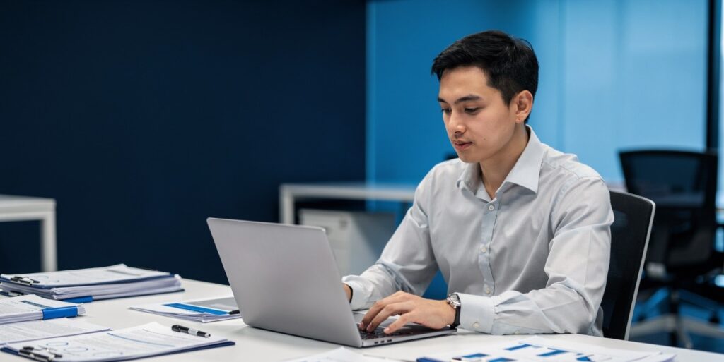 Researcher reviewing a Claude-generated summary of long documents
