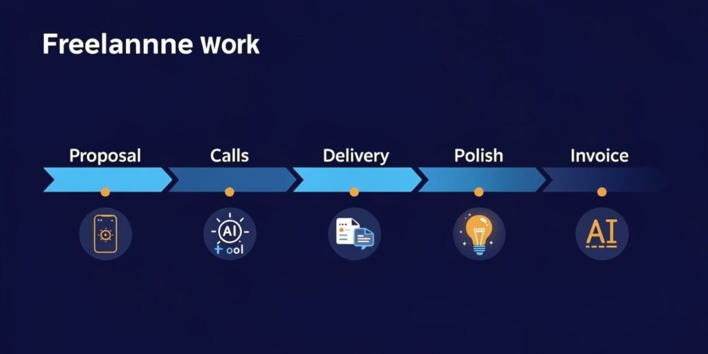 AI tools mapped to each stage of the freelance workflow