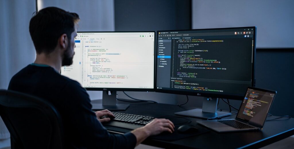 A developer combining an AI IDE and a terminal AI agent in one workflow