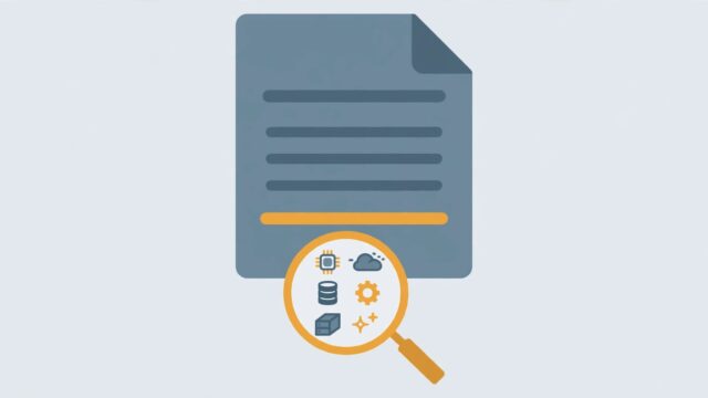 real cost of AI tools for small businesses" — flat conceptual icon of an invoice with a small magnifying glass revealing hidden line items beneath the visible total, muted slate/amber palette