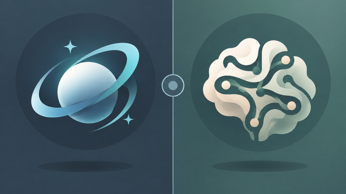 GPT-6 Astra vs Claude comparison" — flat conceptual split-panel icon, two abstract model shapes on either side of a divider, muted slate/teal palette