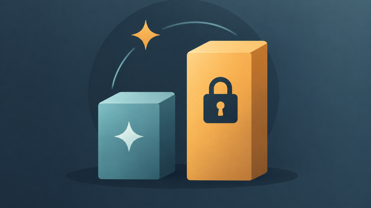 Muse Spark 1.3 review pricing access" — flat conceptual icon of two stacked bars of different heights with a lock on the taller one, muted slate/teal/amber palette